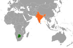 Map indicating locations of Botswana and India