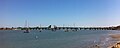 The bridge, with the center span open, as seen from the Castillo de San Marcos.