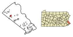 Location of Perkasie in Bucks County, Pennsylvania