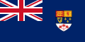 Blue Ensign worn as a jack by the Royal Canadian Navy 1957–1965 (with red maple leaves in the shield)