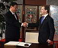 2010年9月习近平会见时任俄罗斯总统梅德韦杰夫