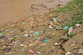 Evidence of open defecation along a riverbank in Bujumbura, Burundi