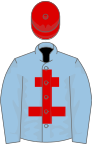 Light blue, red cross of lorraine and cap