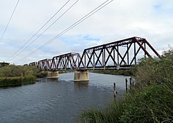 A railroad bridge over the Salinas River at Neponset