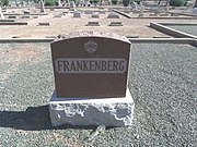 The grave site of Josephine Frankenberg (? – 1949). Frankenberg was a nurse who nursed many victims of the Great Influenza epidemic of 1918, back to health. In 1919 she purchased a house which is listed in the National Register of Historic Places as the Josephine Frankenberg house. She lived in the house until her death in 1949. Frankenberg is buried in sec. B.