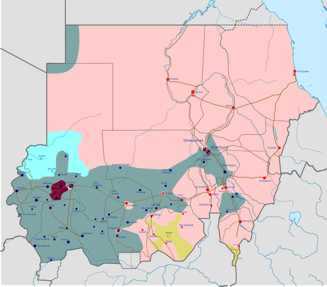 The SLM zone of control (purple) as of 26 October 2024, including Tawila