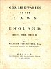 William Blackstone, Commentaries on the Laws of England (1st ed, 1768, vol III, title page).jpg