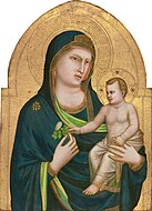 乔托的《圣母及圣子（意大利语：Madonna col Bambino (Giotto)）》，85.5 × 62cm，约作于1320－1330年，来自山缪·亨利·卡瑞斯的收藏。[5]