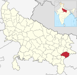 Location of Ghazipur district in Uttar Pradesh