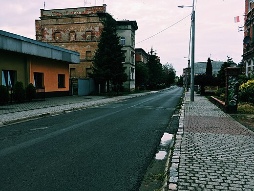 Oławska Street in Brzeg, Poland