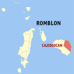 Map of Romblon with Cajidiocan highlighted