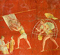 Image 7Workers at a cloth-processing shop, in a painting from the fullonica of Veranius Hypsaeus in Pompeii (from Roman Empire)