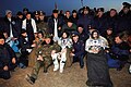 Crew from Soyuz TMA-7 after landing with Marcos Pontes