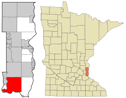 卡蒂奇格罗夫在华盛顿县及明尼苏达州的位置（以红色标示）