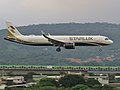 星宇航空首高架中巴士A321neo（编号:B-58201）客机在台北松山机场进行训练