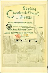 Share of the Société des Chemins de fer Vicinaux du Mayumbe, issued 21. September 1898