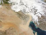 A thick dust plume over Kuwait and the north-western tip of the Persian Gulf