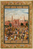 The Mughal Emperor Farrukhsiyar visits the Great Mosque of Delhi for the Friday prayers