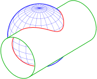 Intersection of a sphere and a cylinder: one part
