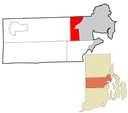 Location in Kent County and the state of Rhode Island.