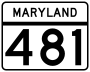 Maryland Route 481 marker