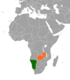 Location map for Namibia and Zambia.