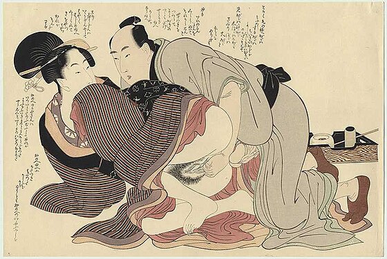 Erotic artworks such as this one (A.D. 1799) served as a guide for newly married couples in Japan
