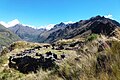 Huacramarca with the Cordillera Blanca and the mountains Hualcán and Contrahierbas in the background