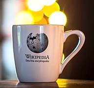 A mug with logo of Wikipedia