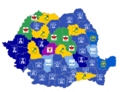 Alternative map for the Romanian counties based on the party of the president of the County Council
