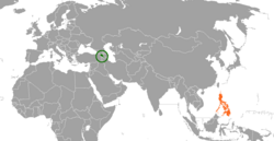 Map indicating locations of Armenia and Philippines