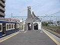 The Dutch-style shelter for the Chōshi Electric Railway Line platform in May 2005