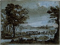 LV 137, Coast scene with a battle on a bridge, of which two painted versions are known (one in the Pushkin Museum).