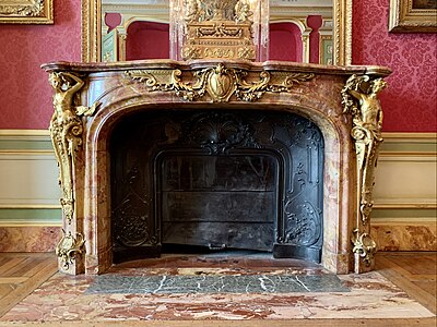 Rococo Revival fireplace in the room 538 of the Louvre Palace, Paris, unknown architect or sculptor, 19th century