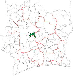 Location in Ivory Coast. Kounahiri Department has retained the same boundaries since its creation in 2005.