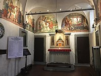 Interior of L'oratorio dei Buonomini with frescoes by the workshop of Ghirlandaio, 1478-81