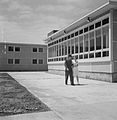 Rear view of Idaho Hall, Arlington Farms, showing the windows of the main lounge.[12]