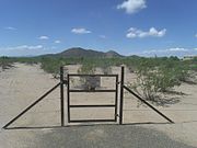 Entrance to Palo Verde Ruin (NRHP), a 20-acre, city-owned portion of what once was home to the largest Hohokam settlement along the New River (NRHP).