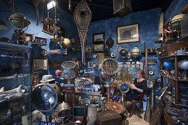 A vintage travel gear seller at Marché Dauphine, Saint-Ouen, the home of Paris' flea market