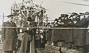 Chŏngiha 5 at the ceremony commemorating the completion of the electrification of the Yangdŏk–Sinch'ang section of the P'yŏngwŏn Line in 1948.