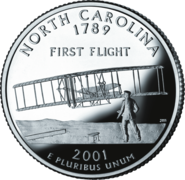 2001年，美国造币厂选择了第一架飞机作为北卡罗来纳州的形象