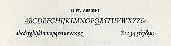 The italic type of Centaur, originally named Arrighi