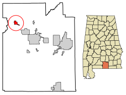 Location of Red Level in Covington County, Alabama.