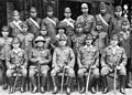 Commanders and staff of the 15th Imperial Japanese Army.Seen left to right, front row, are Lt. Gen. Genzo Yanagida, Commander, 33d Division, General Tanaka, Commander, 18th Division, General Mutaguchi, Commander, Fifteenth Army, Lt. Gen. Sukezo Matsuyama, Commander, 56th Division, and Lt. Gen. Kotoku Sato, Commander, 31st Division.