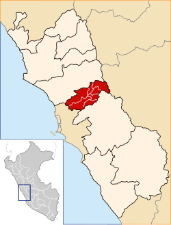 Location of Canta in the Lima Region