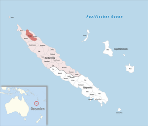 在新喀里多尼亞與北部省的位置