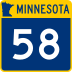 Trunk Highway 58 marker