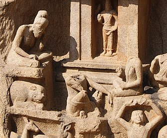 photo of Mahabalipuram rock sculpture showing ancient use of yoga strap