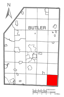 Map of Butler County, Pennsylvania, highlighting Buffalo Township