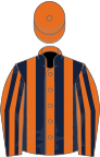Orange and dark blue stripes, orange cap